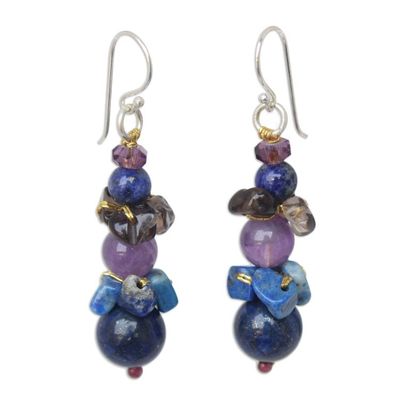 Alternate image for Beaded Lapis Lazuli Earrings Thai Harmony