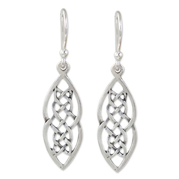 Alternate image for Hand Crafted Thai Celtic Theme Sterling Silver Earrings Celtic Braid