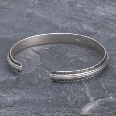 Alternate image for Artisan Crafted Sterling Silver Cuff Bracelet Feather Flow