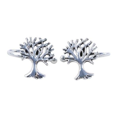 Alternate image for Handcrafted Sterling Silver Tree Ear Cuffs from Thailand Eternal Trees