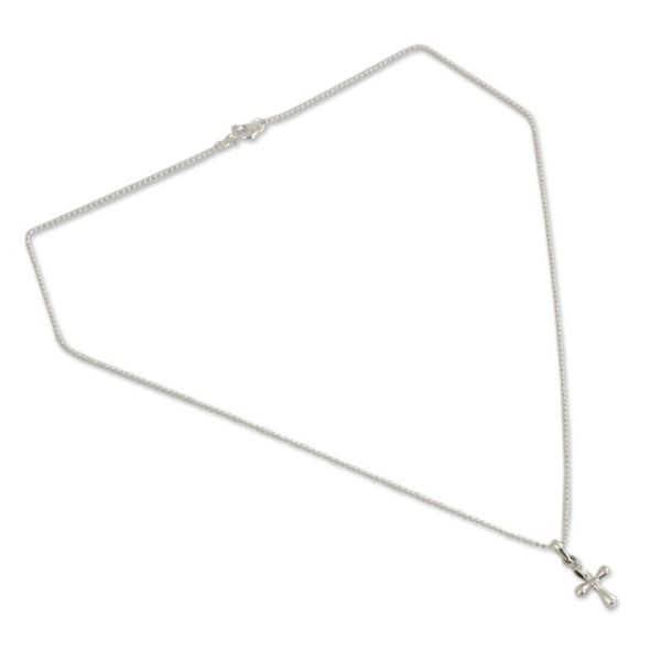 Alternate image for Sterling Silver Pendant Necklace Modern Cross