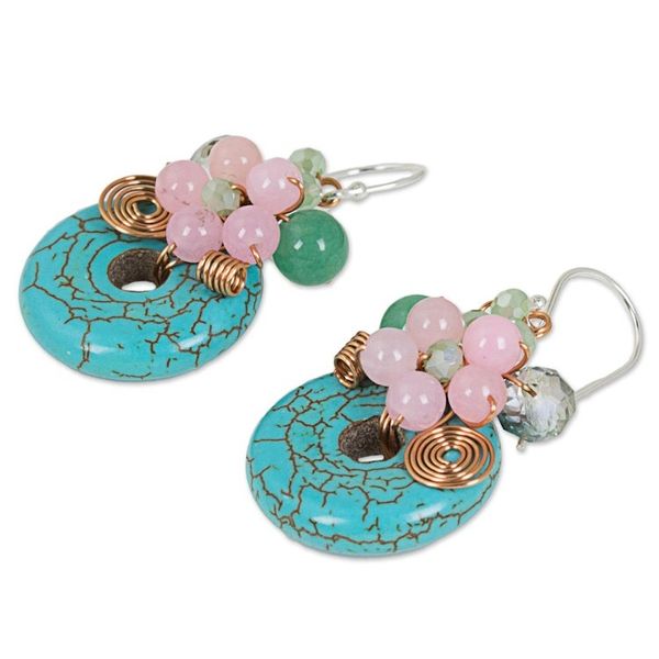 Alternate image for Dyed Calcite Sterling Silver Dangle Earrings from Thailand Moonlight Garden