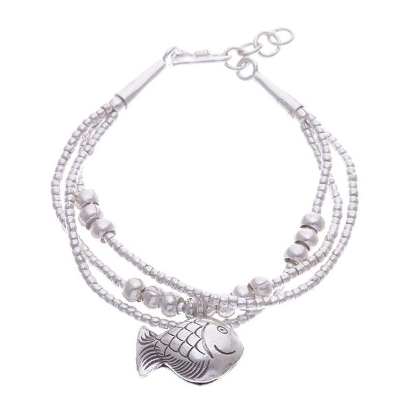 Alternate image for Thai Karen Hill Tribe Silver Goldfish Bracelet with a Bell Singing Karen Goldfish