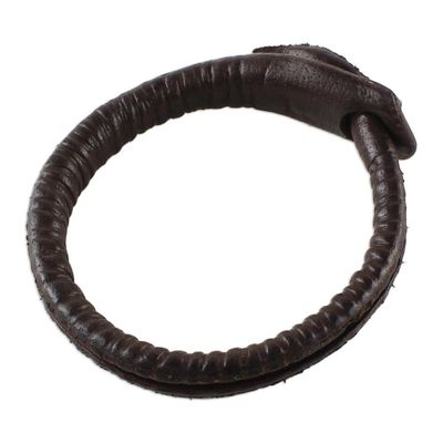 Alternate image for Artisan Crafted Leather Wristband Bracelet Rugged Chic