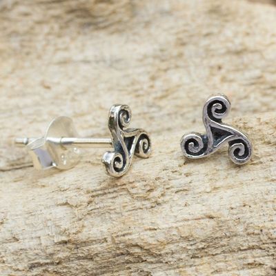 Primary image for Celtic Inspired Artisan Crafted Silver Spiral Stud Earrings Celtic Spiral