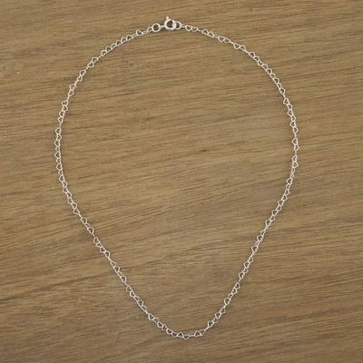 Alternate image for Sterling Silver Heart Link Necklace 3mm from Thailand Lots of Love