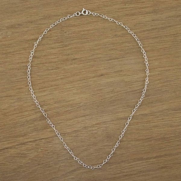 Alternate image for Sterling Silver Heart Link Necklace 3mm from Thailand Lots of Love