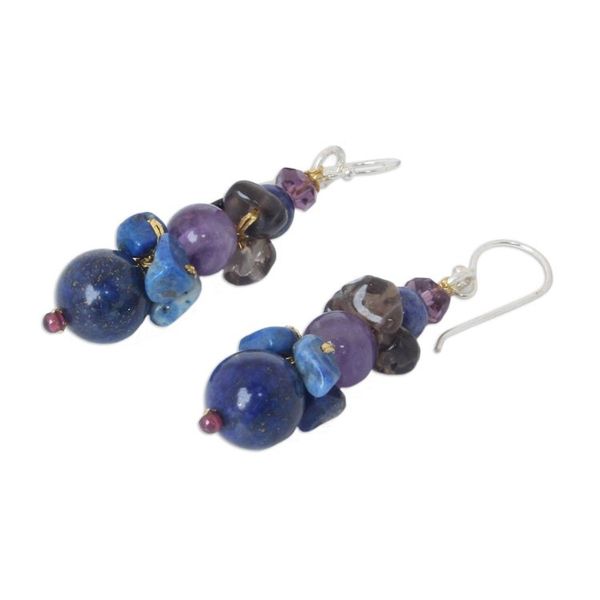 Alternate image for Beaded Lapis Lazuli Earrings Thai Harmony