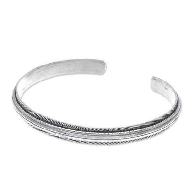 Alternate image for Artisan Crafted Sterling Silver Cuff Bracelet Feather Flow