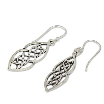 Alternate image for Hand Crafted Thai Celtic Theme Sterling Silver Earrings Celtic Braid
