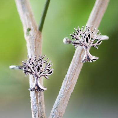 Alternate image for Handcrafted Sterling Silver Tree Ear Cuffs from Thailand Eternal Trees