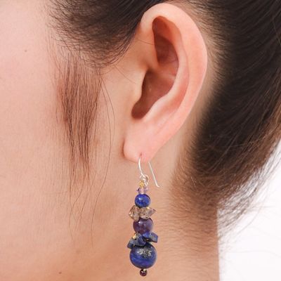 Alternate image for Beaded Lapis Lazuli Earrings Thai Harmony