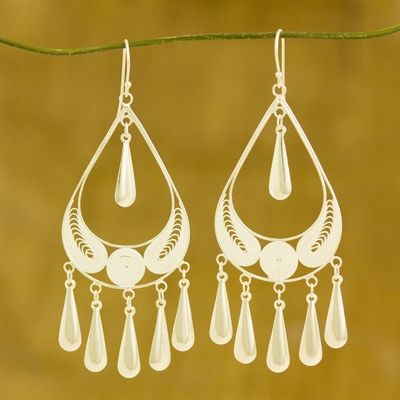 Alternate image for Handcrafted Sterling Silver Chandelier Earrings Mystic Rain