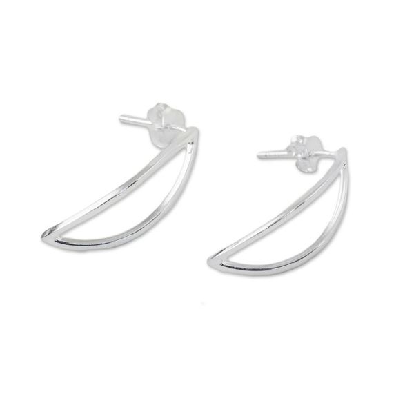Alternate image for Thai Sterling Silver Lotus Flower Motif Drop Earrings Resplendent Lotus Petals