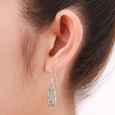 Alternate image for Hand Crafted Thai Celtic Theme Sterling Silver Earrings Celtic Braid