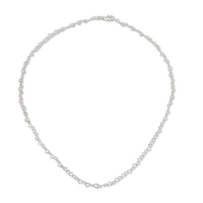 Alternate image for Sterling Silver Heart Link Necklace 3mm from Thailand Lots of Love
