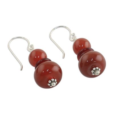 Alternate image for Carnelian Beaded Dangle Earrings from Thailand Fiery Memory