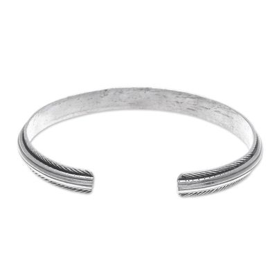 Alternate image for Artisan Crafted Sterling Silver Cuff Bracelet Feather Flow