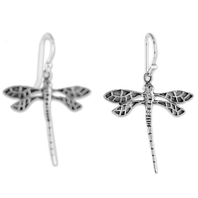 Alternate image for Dragonfly Sterling Silver Dangle Earrings from Thailand Skyward Wanderers