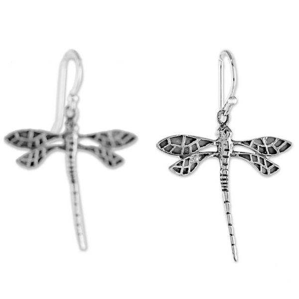 Alternate image for Dragonfly Sterling Silver Dangle Earrings from Thailand Skyward Wanderers