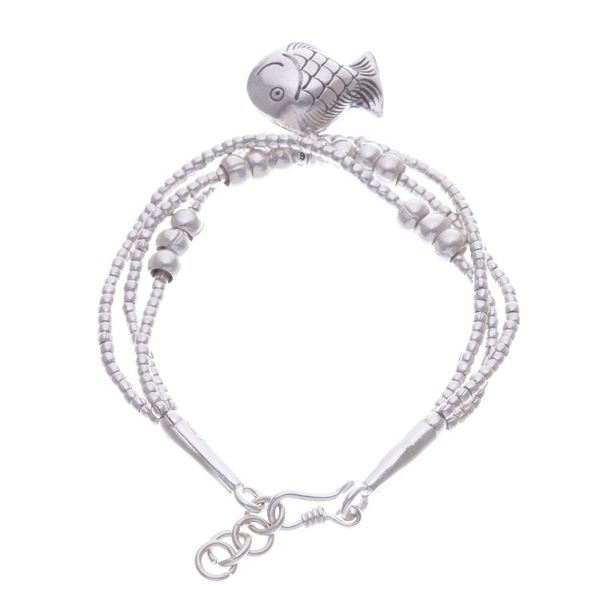 Alternate image for Thai Karen Hill Tribe Silver Goldfish Bracelet with a Bell Singing Karen Goldfish