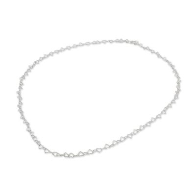 Alternate image for Sterling Silver Heart Link Necklace 3mm from Thailand Lots of Love