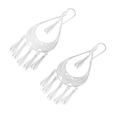 Alternate image for Handcrafted Sterling Silver Chandelier Earrings Mystic Rain