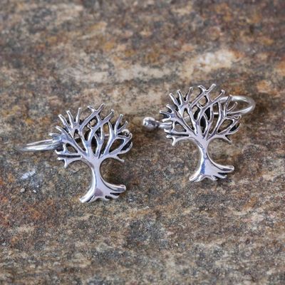 Alternate image for Handcrafted Sterling Silver Tree Ear Cuffs from Thailand Eternal Trees