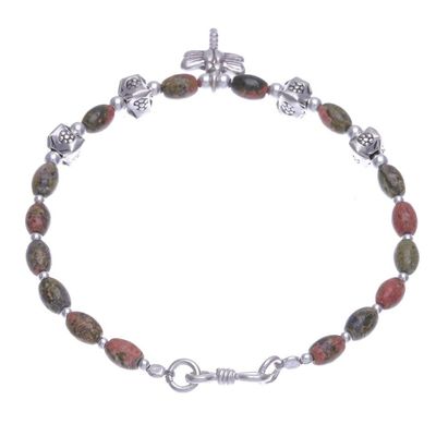 Alternate image for Dragonfly Charm 950 Silver and Unakite Bracelet Divine Dragonfly