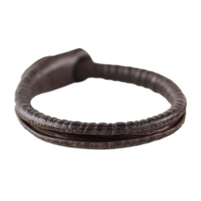 Alternate image for Artisan Crafted Leather Wristband Bracelet Rugged Chic