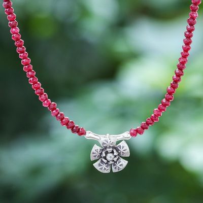 Alternate image for Quartz and Karen Silver Pendant Necklace Color Sense in Red