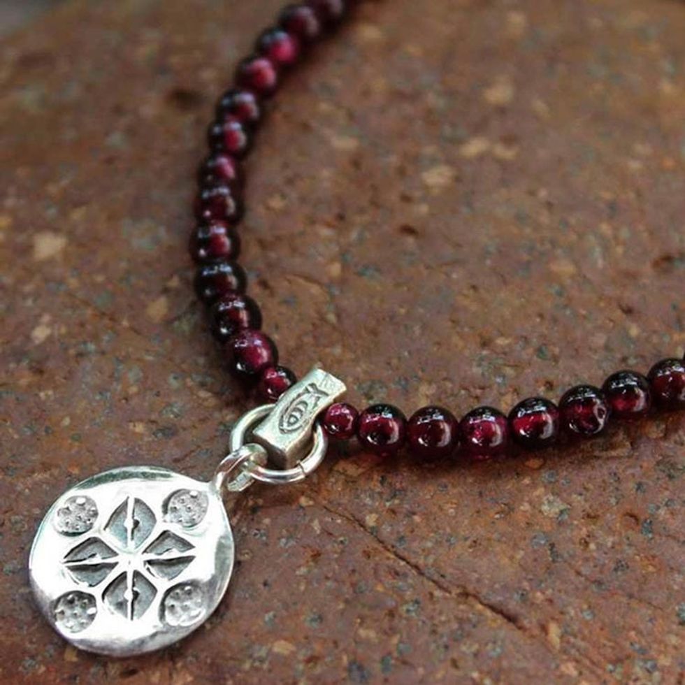 Garnet and Sterling Silver Choker 'Lucky Charm'