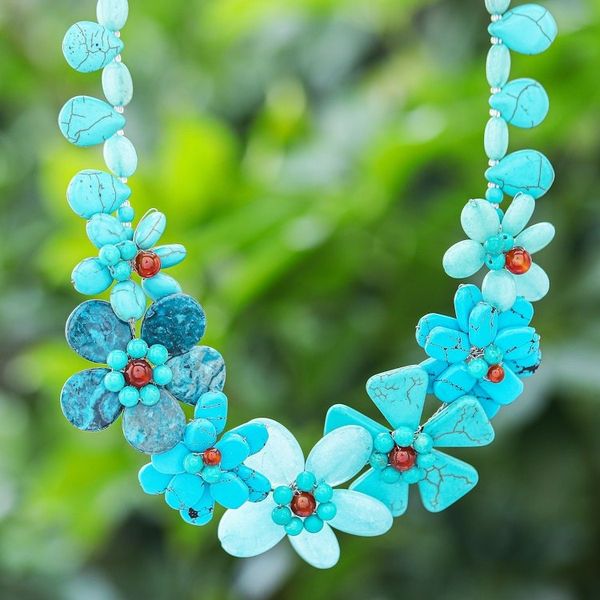 Alternate image for Hand Crafted Chalcedony and Jasper Pendant Necklace Sky Terrace