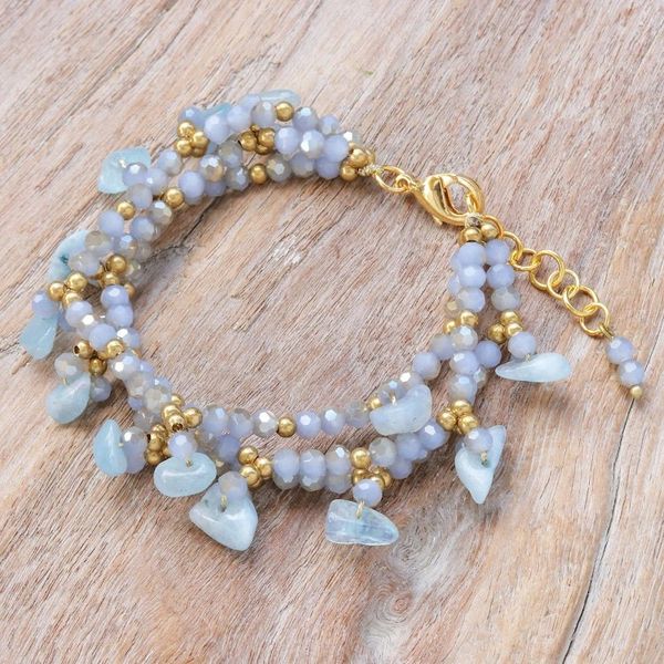 Alternate image for Aquamarine Beaded Bracelet with 14k Gold Accents Wonderful Light Blue