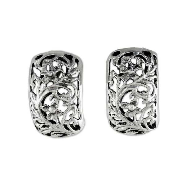 Alternate image for Sterling Silver Floral Drop Earrings from Thailand Floral World