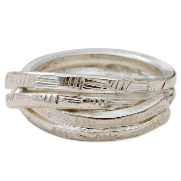 Alternate image for Sterling Silver Cocktail Ring Karen Tribe from Thailand Layers of Love