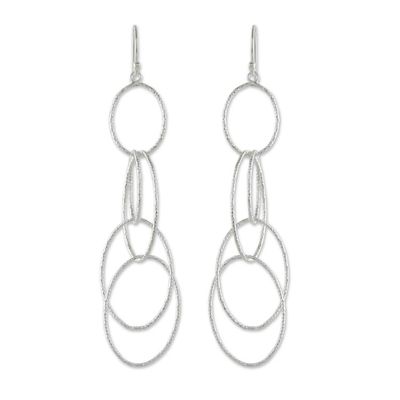 Alternate image for Hooped Sterling Silver Dangle Earrings from Thailand Darling Hoops