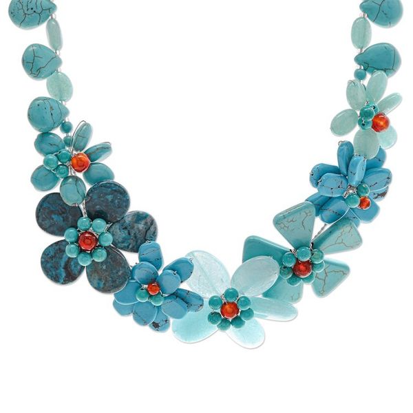 Alternate image for Hand Crafted Chalcedony and Jasper Pendant Necklace Sky Terrace