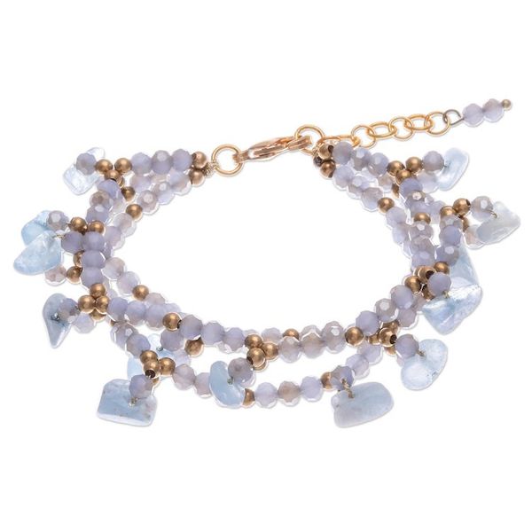 Alternate image for Aquamarine Beaded Bracelet with 14k Gold Accents Wonderful Light Blue