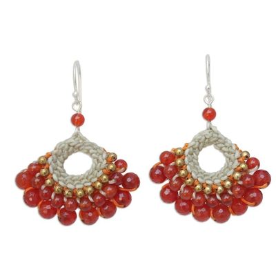 Alternate image for Carnelian Beaded Earrings Handmade in Thailand Orange Lanna