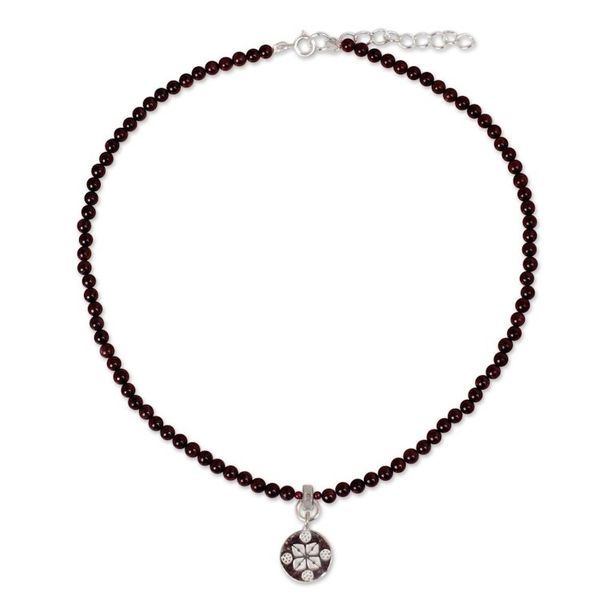 Alternate image for Garnet and Sterling Silver Choker Lucky Charm