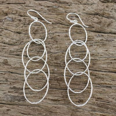 Alternate image for Hooped Sterling Silver Dangle Earrings from Thailand Darling Hoops
