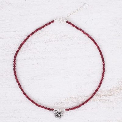 Alternate image for Quartz and Karen Silver Pendant Necklace Color Sense in Red