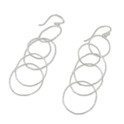 Alternate image for Hooped Sterling Silver Dangle Earrings from Thailand Darling Hoops