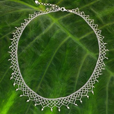 Alternate image for Thai Handcrafted Sterling Silver Choker Necklace Princess Garland