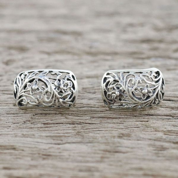 Alternate image for Sterling Silver Floral Drop Earrings from Thailand Floral World