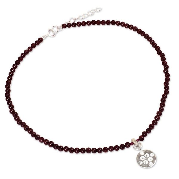 Alternate image for Garnet and Sterling Silver Choker Lucky Charm
