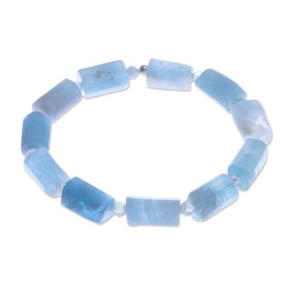 Alternate image for Handcrafted Aquamarine Stretch Bracelet Bangkok Beauty