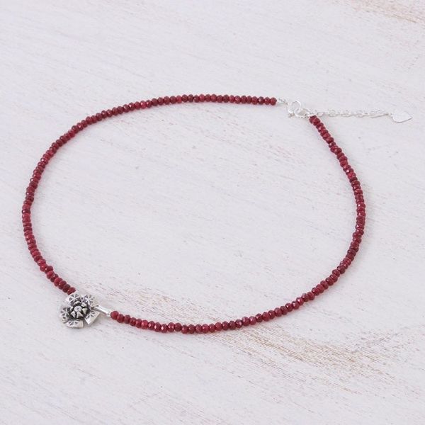 Alternate image for Quartz and Karen Silver Pendant Necklace Color Sense in Red