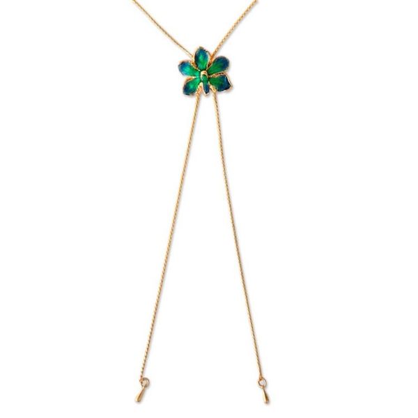 Alternate image for Fair Trade Gold Plated Natural Orchid Pendant Necklace Aqua Perfection